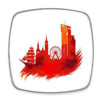 Gdynia Poland Polska White Harbor City Red Gift - Square fridge magnet - white - Front