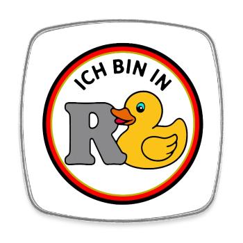 R duck , pension , pensioner , pensioner - Square fridge magnet - white - Front