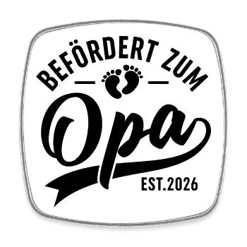 Opa 2026 Geschenk – Enkelkind kommt - Viereckiger Kühlschrankmagnet - Weiß - Vorne