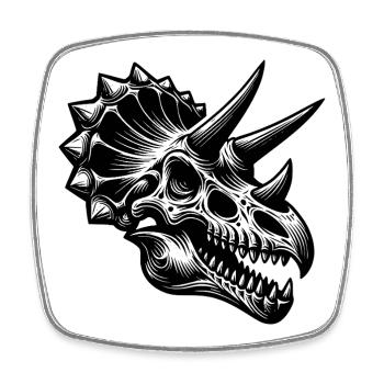 Dinosaur Triceratops Head Fossil Bone - Square fridge magnet - white - Front