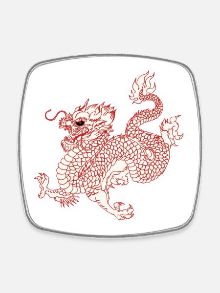 dragon - Square fridge magnet - white