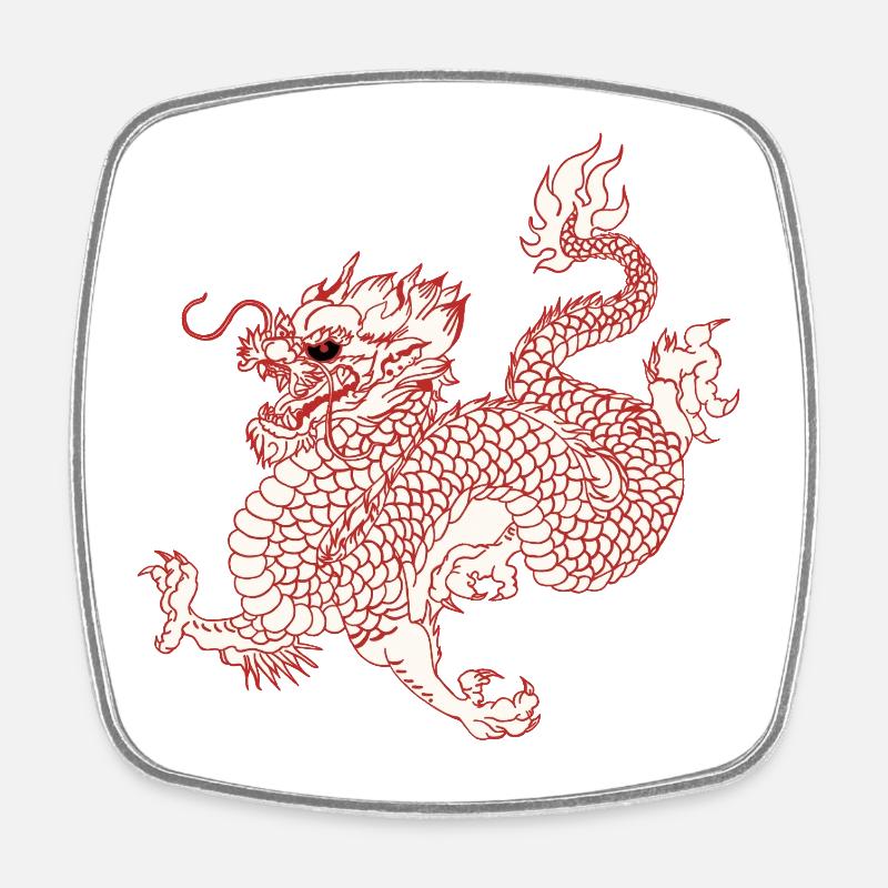 Drache - Viereckiger Kühlschrankmagnet - Weiß
