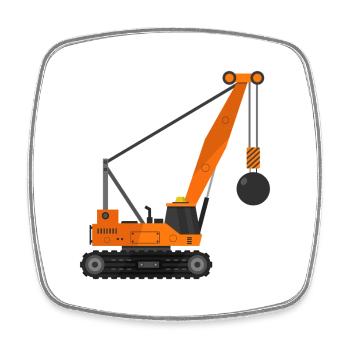 Grue à billes de démolition - Magnet carré - blanc - Devant