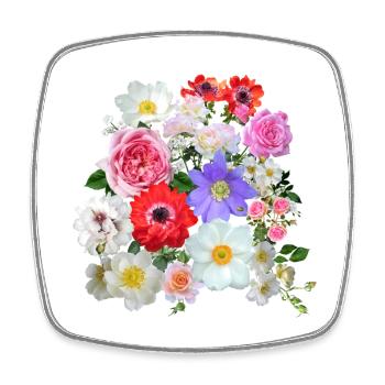 Bouquet de fleurs d’été - Magnet carré - blanc - Devant