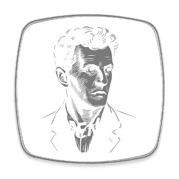 Ludwig Wittgenstein Philosopher Portrait Mono Text - Square fridge magnet - white - Front