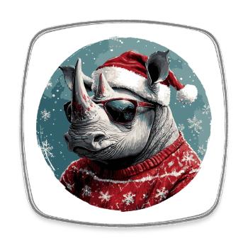Noël de Noël Rhino - Magnet carré - blanc - Devant