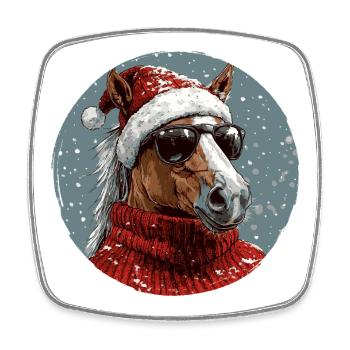 Noël de Noël cheval - Magnet carré - blanc - Devant