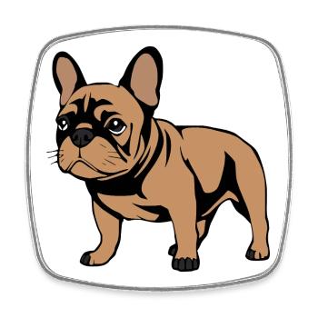 Chiens bouledogues français cadeau de Noël - Magnet carré - blanc - Devant