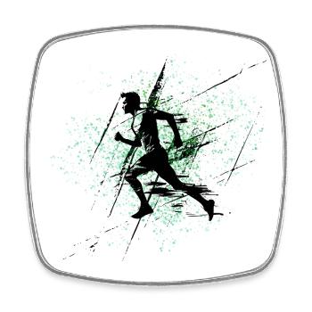 Green Spray Runner - Square fridge magnet - white - Front