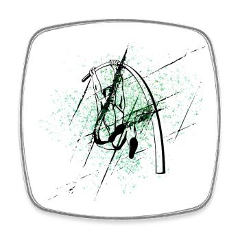Pole vault on Éclats Verts - Square fridge magnet - white - Front