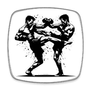 Doppelschlag Thai Boxing der Ring brennt heftig - Viereckiger Kühlschrankmagnet - Weiß - Vorne