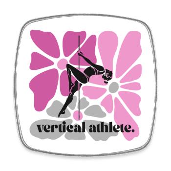 Vertical athlete in flower frame - Square fridge magnet - white - Front