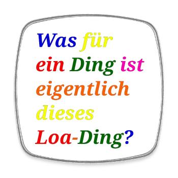Loa thing? – Funny pun - Square fridge magnet - white - Front