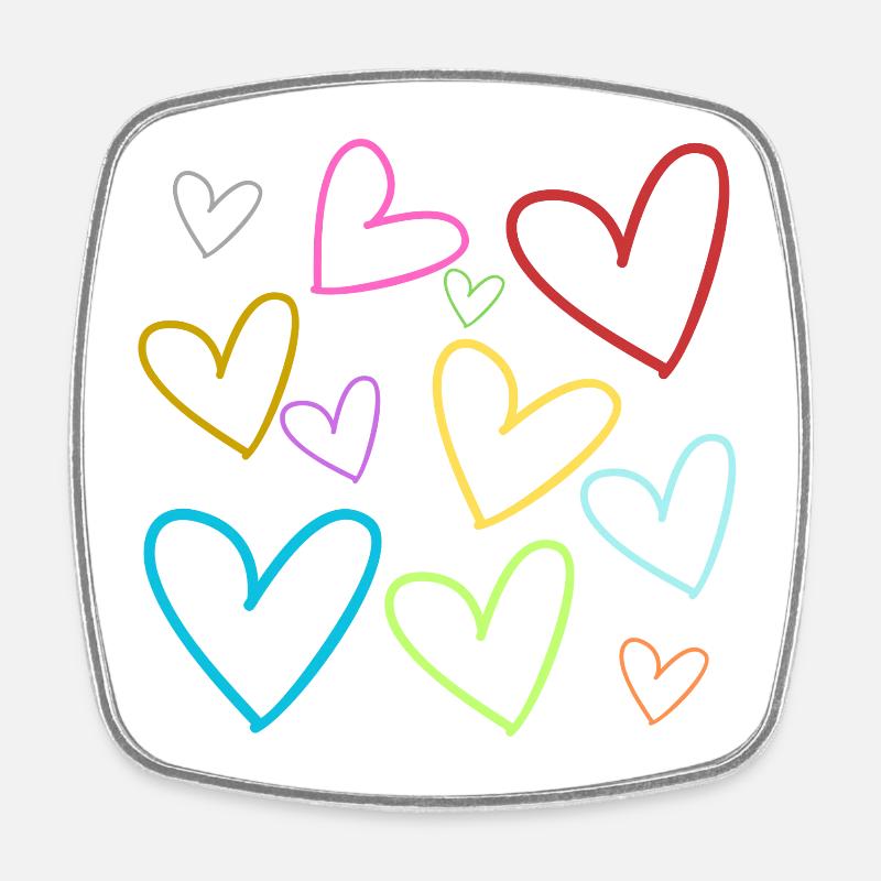Cœurs néon multicolores - Magnet carré - blanc