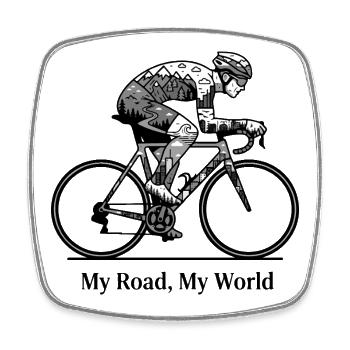 Ma route, mon monde de cyclisme - Magnet carré - blanc - Devant
