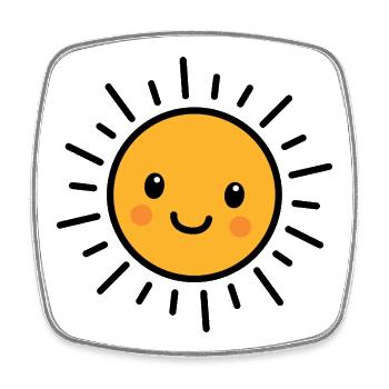 Kawaii Sun - Square fridge magnet - white - Front