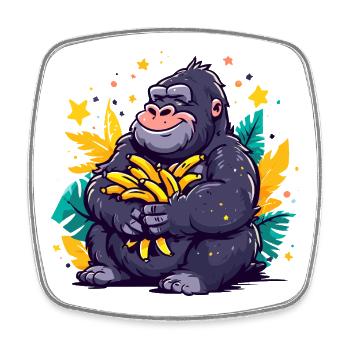 Banana Gorilla Cuddle Motif - Square fridge magnet - white - Front