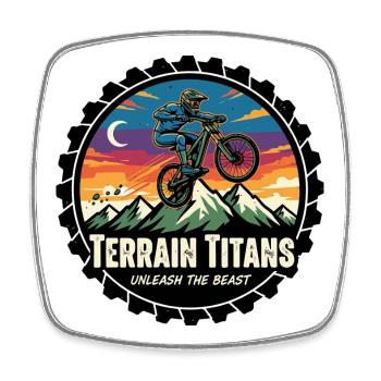 Terrain Titans MTB Sunset Dash - Viereckiger Kühlschrankmagnet - Weiß - Vorne