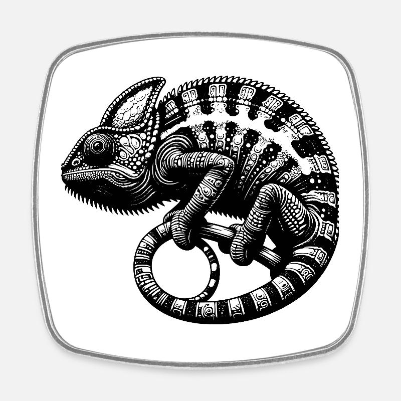 Caméléon mignon en mode camouflage - Magnet carré - blanc