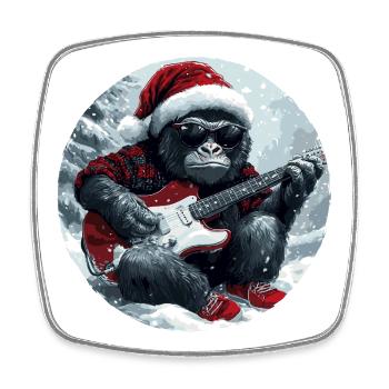 Gorilla Guitare de Noël - Magnet carré - blanc - Devant