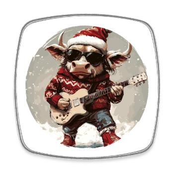 Bulle Weihnachten Gitarre Taurus - Viereckiger Kühlschrankmagnet - Weiß - Vorne