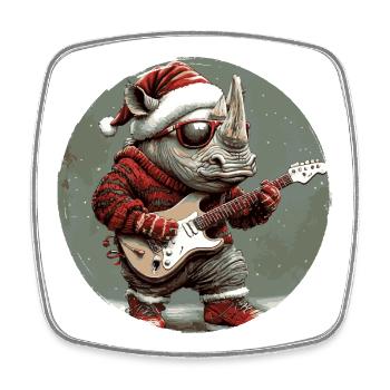 Guitare de Noël Rhino - Magnet carré - blanc - Devant