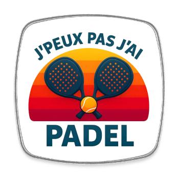 Ich kann nicht, ich habe Sunset Padel - Viereckiger Kühlschrankmagnet - Weiß - Vorne