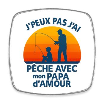 Father and son fishing at sunset - Square fridge magnet - white - Front