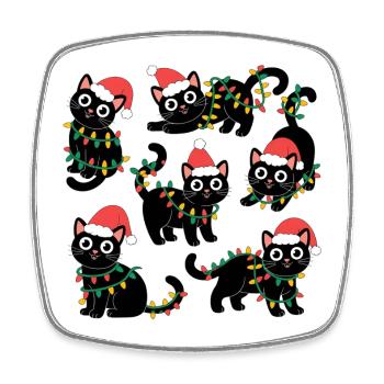 Cat Christmas Christmas Lights - Square fridge magnet - white - Front