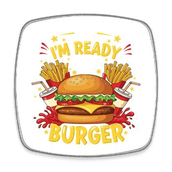 Burger Hamburger - Viereckiger Kühlschrankmagnet - Weiß - Vorne