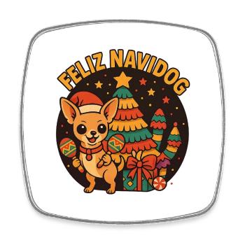 Chihuahua Feliz Navidad Weihnachten - Viereckiger Kühlschrankmagnet - Weiß - Vorne