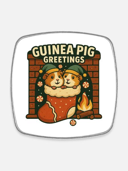 Guinea Pig Greetings - Square fridge magnet - white