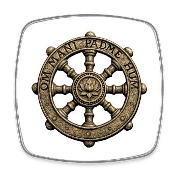 Lotus Dharma Wheel Om Mani Padme Hum - Viereckiger Kühlschrankmagnet - Weiß - Vorne