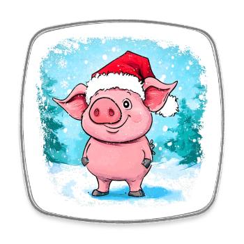 Piggy Christmas - Square fridge magnet - white - Front