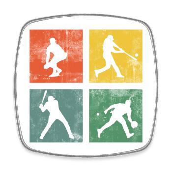 Baseball Softball Sport Retro - Viereckiger Kühlschrankmagnet - Weiß - Vorne