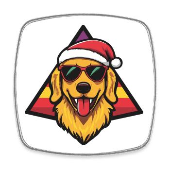 Style Chien en Père Noël - Magnet carré - blanc - Devant