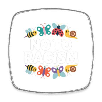 No to Racism - Cool Pride Logo - Square fridge magnet - white - Front