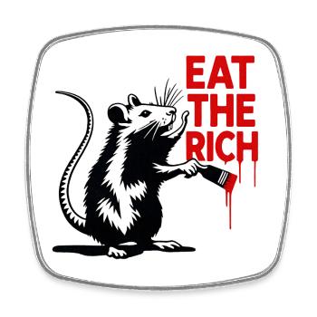 Rat with a red message - Square fridge magnet - white - Front