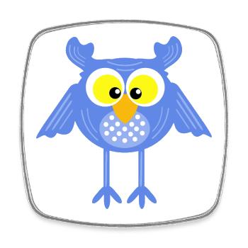 Blue Owl with Dots - Square fridge magnet - white - Front