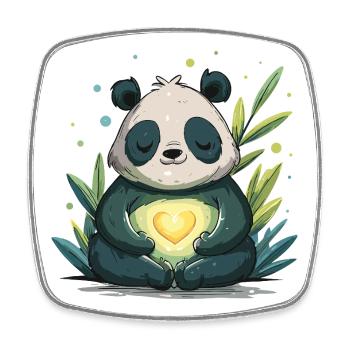 Panda Heart Lamp - Square fridge magnet - white - Front