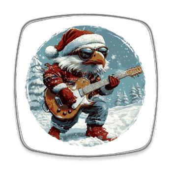 Guitare de Noël Eagle - Magnet carré - blanc - Devant