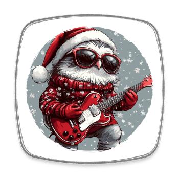 Guitare de Noël Owl - Magnet carré - blanc - Devant
