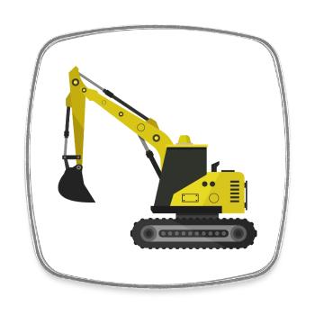 Bagger - Viereckiger Kühlschrankmagnet - Weiß - Vorne