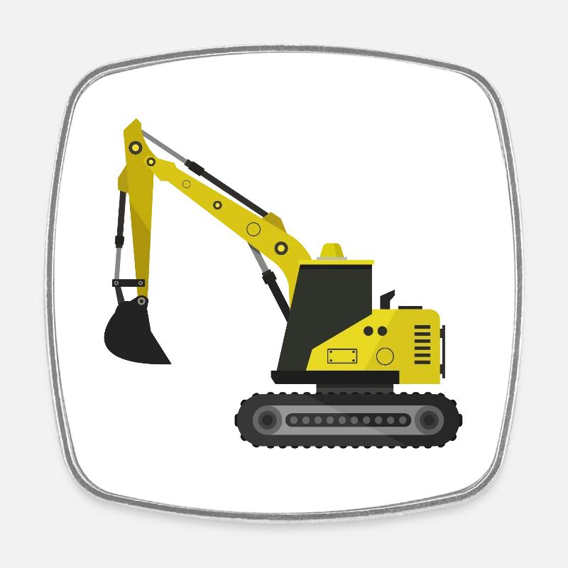 Bagger - Viereckiger Kühlschrankmagnet - Weiß