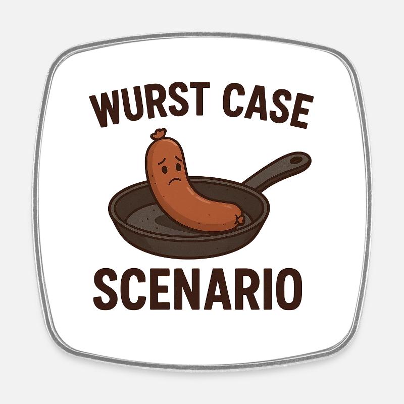 Sausage Case Scenario - Square fridge magnet - white