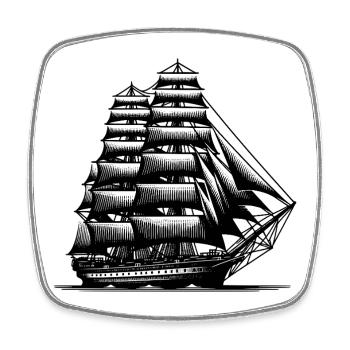 Un navire à voile vintage rêve de pure nostalgie - Magnet carré - blanc - Devant
