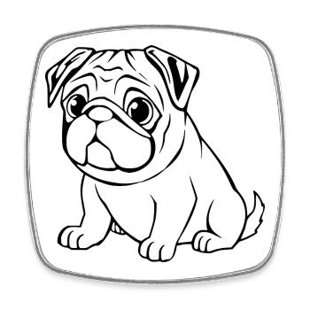 Pug White Dogs T-shirt Gift Christmas - Square fridge magnet - white - Front
