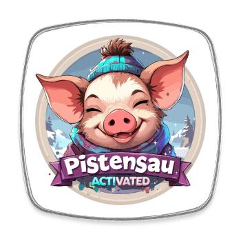 Pistensau Activated Winter Scene Apreski Party - Square fridge magnet - white - Front