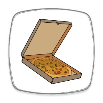 Pizzakarton-Pop-Art-Stück - Viereckiger Kühlschrankmagnet - Weiß - Vorne