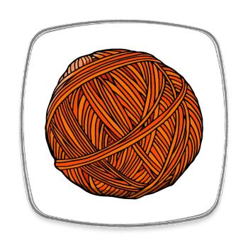 Orange Yarn Ball Art - Square fridge magnet - white - Front